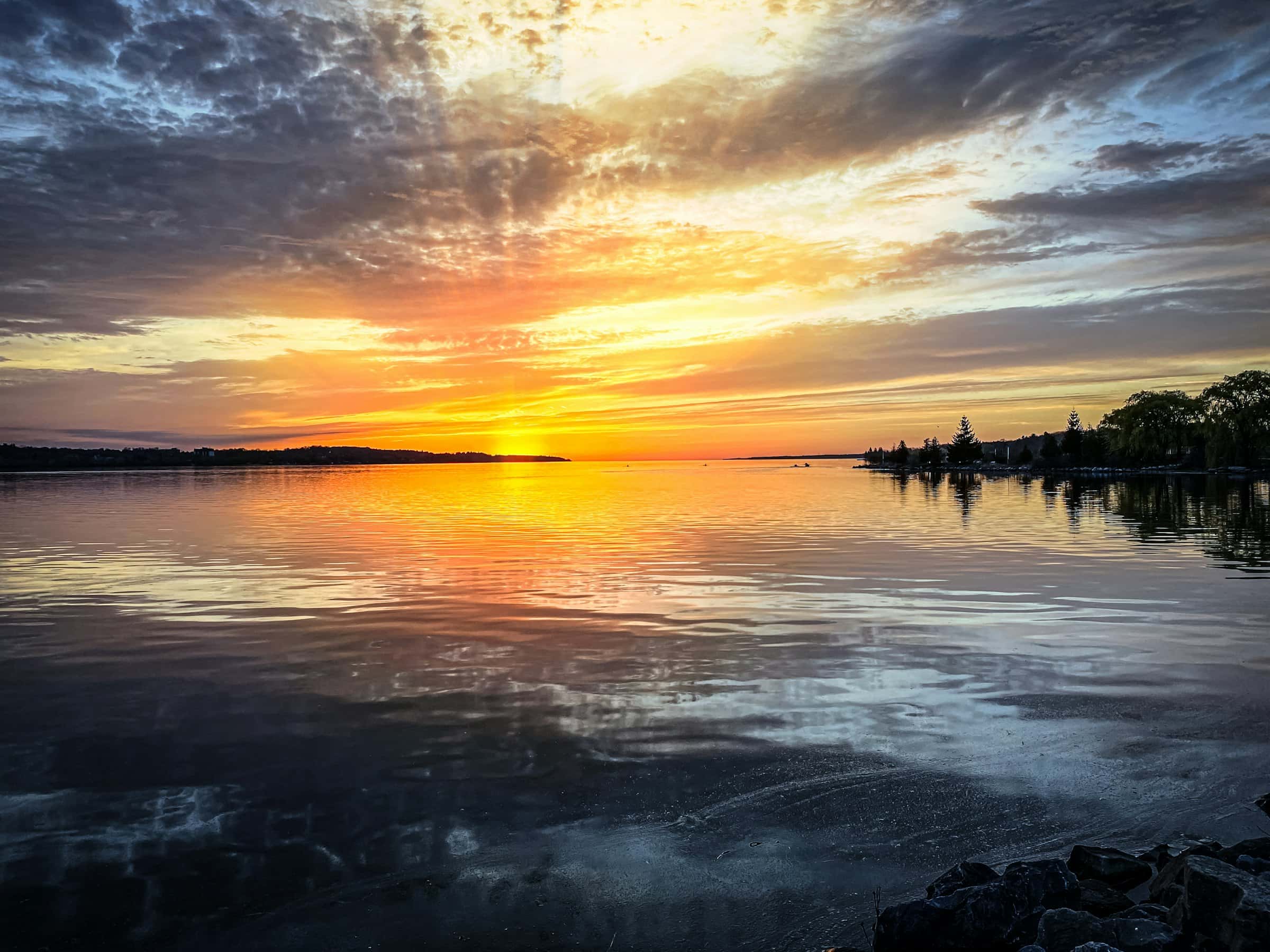 Golden hour over the lake at Barrie