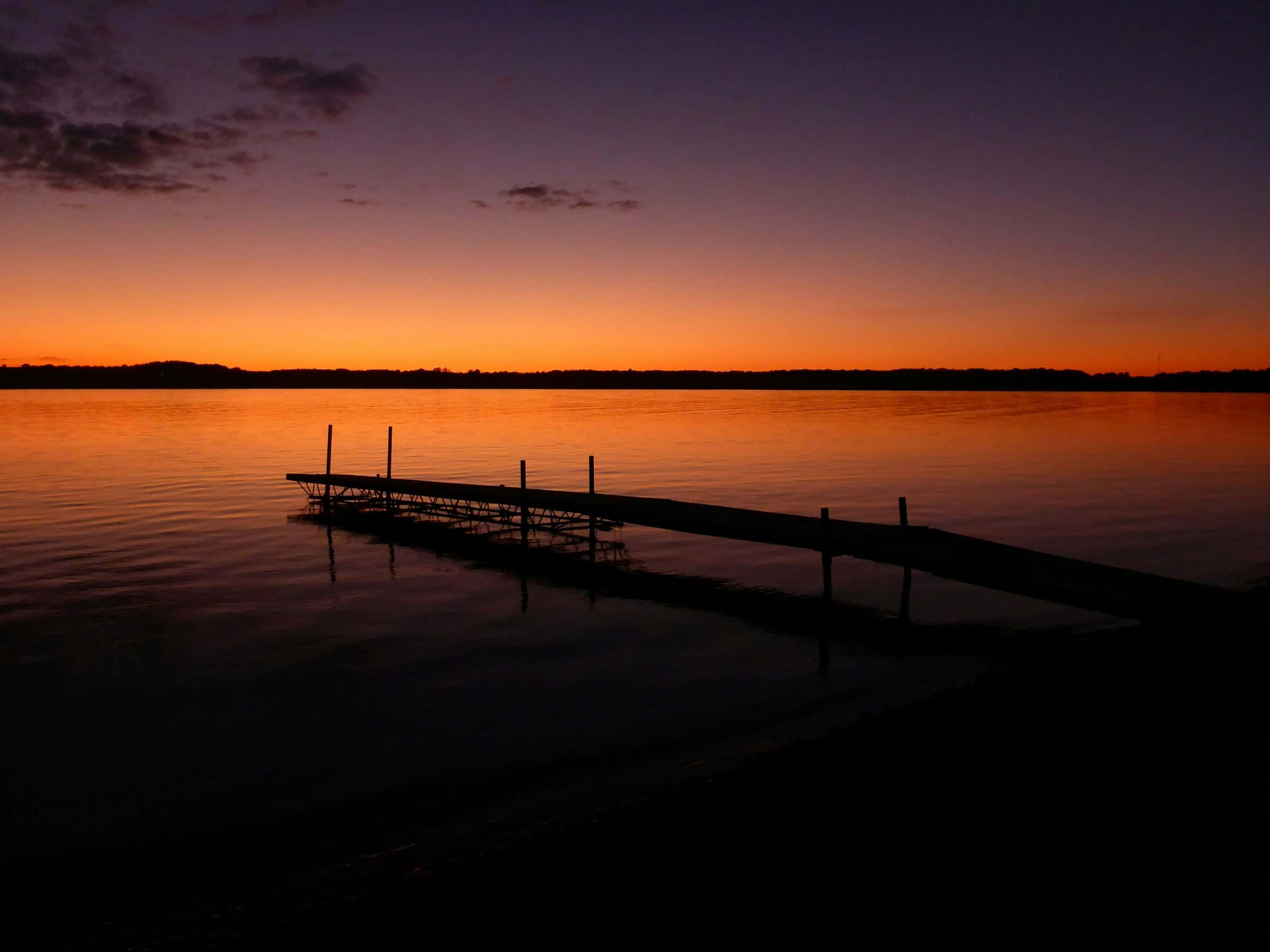 A dock at sunset near Picton, Prince Edward County